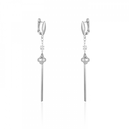 CERCEI - Cercei  din argint 925 rodiat , Piatra : zirconia fatetata  si cubic zirconia,  Culoare : transparenta ,