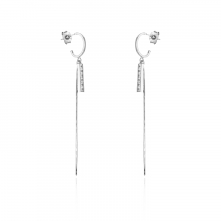 CERCEI - Cercei din argint 925 rodiat, Piatra : zirconia fatetata , Culoare : transparenta,