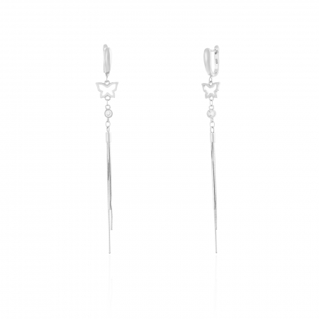 Cercei lungi - Cercei din argint 925 rodiat, Piatra:  zirconia fatetata, Culoare: transparenta, Sonis Silver