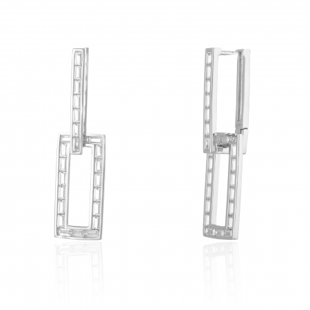 Cercei din argint 925 rodiat, Piatra: zirconia fatetata, Culoare :  transparenta , Sonis Silver [0]