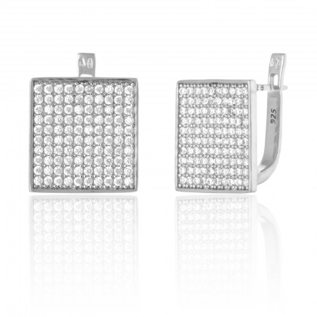 Cercei clasici - Cercei din argint 925 rodiat , Piatra : zirconia fatetata, Culoare : transparenta, Sonis Silver