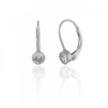 Cercei clasici - Cercei din argint 925 rodiat ,Piatra : zirconia fatetata , Culoare : transparenta ,Sonis Silver