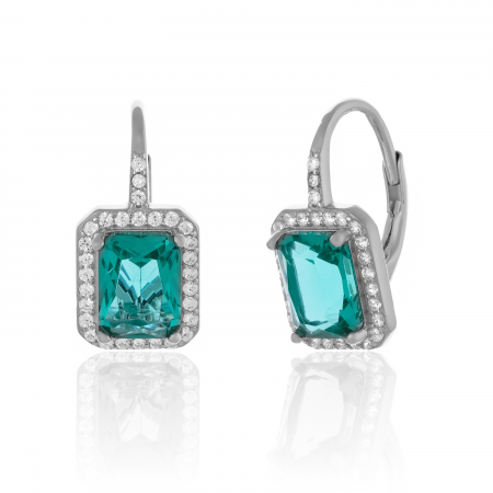 Cercei clasici - Cercei din argint 925 rodiat, Piatra: zirconia fatetata si cubic zirconia, Culoare: verde, transparent, Sonis Silver