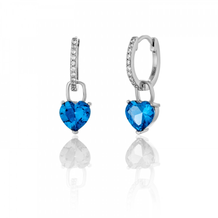 Cercei lungi - Cercei din argint 925 rodiat, Piatra: zirconia fatetata si cubic zirconia, Culoare: albastru si transparent,