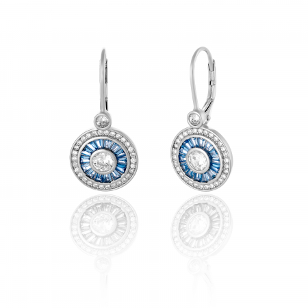 Cercei clasici - Cercei din argint 925 rodiat, Piatra: zirconia fatetata si  cubic zirconia, Culoare:  albastru, transparent ,