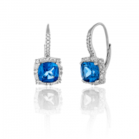 Cercei clasici - Cercei din argint 925 rodiat, Piatra: zirconia fatetata si cubic zirconia, Culoare: albastru, transparent,