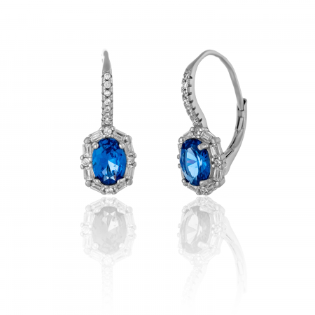Cercei clasici - Cercei din argint 925 rodiat , Piatra: zirconia fatetata si cubic zirconia, Culoare: albastru ,transparent,