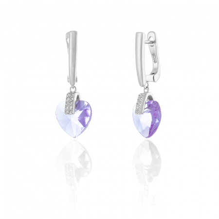 Cercei lungi - Cercei din argint 925 rodiat, Piatra: zirconia fatetata  si cubic zirconia, Culoare: mov, transparent, Sonis Silver
