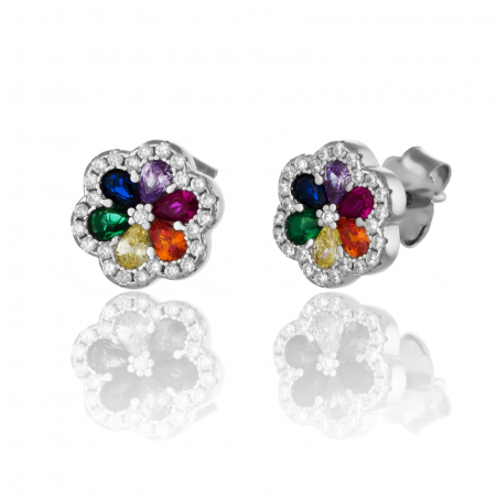Produse - Cercei din argint 925 rodiat, Piatra: zirconia fatetata si  cubic zirconia, Culoare: multicolor, Sonis Silver