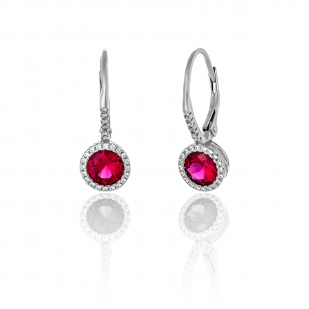 Cercei clasici - Cercei din argint 925 rodiat, Piatra: zirconia fatetata si cubic zirconia, Culoare: rosu si transparent,