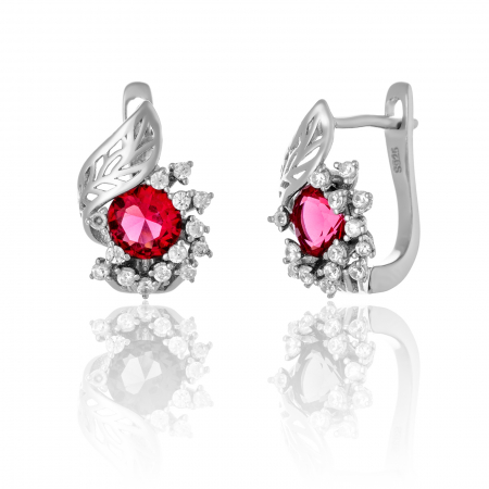 Cercei clasici - Cercei din argint 925 rodiat, Piatra: zirconia fatetata si cubic zirconia, Culoare: roz, transparent,