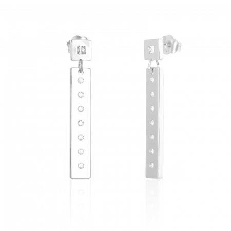Cercei fashion - Cercei din argint 925 rodiat, Piatra : zirconia fatetata si cubic zirconia , Culoare : transparent, Sonis Silver