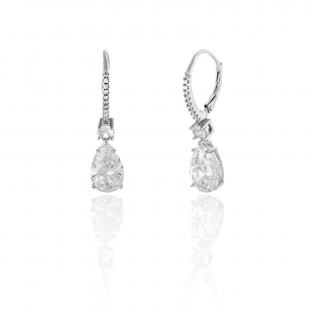 Cercei lungi - Cercei din argint 925 rodiat, Piatra: zirconia fatetata si cubic zirconia, Culoare:  transparenta,