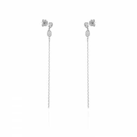 CERCEI - Cercei din argint 925 rodiat, Piatra: zirconia fatetata si cubic zirconia, Culoare: transparenta,