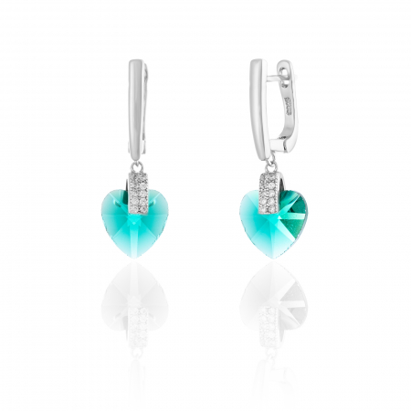 Cercei lungi - Cercei din argint 925 rodiat, Piatra: zirconia fatetata  si cubic zirconia,Culoare:  verde, transparent, Sonis Silver