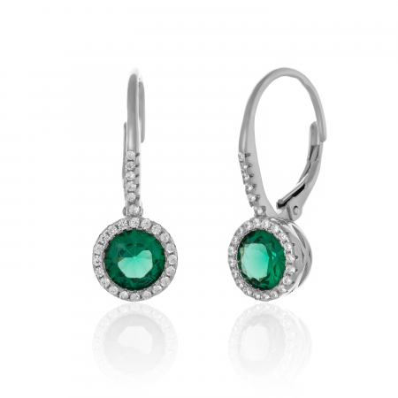 Cercei clasici - Cercei din argint 925 rodiat ,Piatra : zirconia fatetata si cubic zirconia , Culoare : verde,transparent,  Sonis Silver