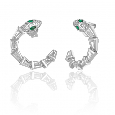 CERCEI - Cercei din argint 925 rodiat, Piatra: zirconia fatetata si cubic zirconia, Culoare: verde si  transparent, Sonis Silver