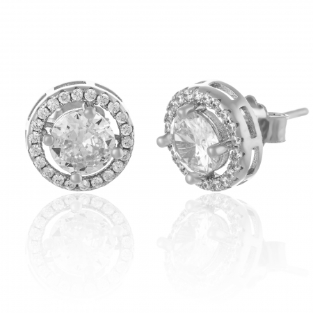 Produse - Cercei din argint 925 rodiat, Piatra: zirconia fatetata si cubic zirconia, Culoare:  transparent,