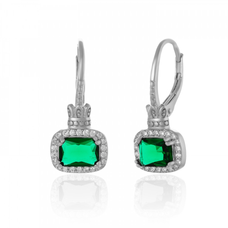 Cercei lungi - Cercei din argint 925 rodiat, Piatra: zirconia fatetata si cubic zirconia, Culoare: verde, transparent, Sonis Silver