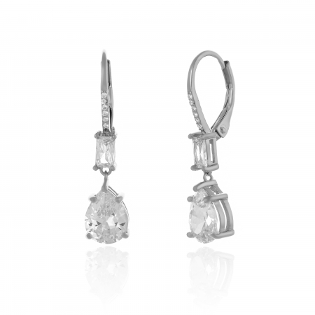 Produse - Cercei din argint 925 rodiat, Piatra: zirconia fatetata si cubic zirconia Tip inchidere: lever back Culoare: transparenta Sonis Silver