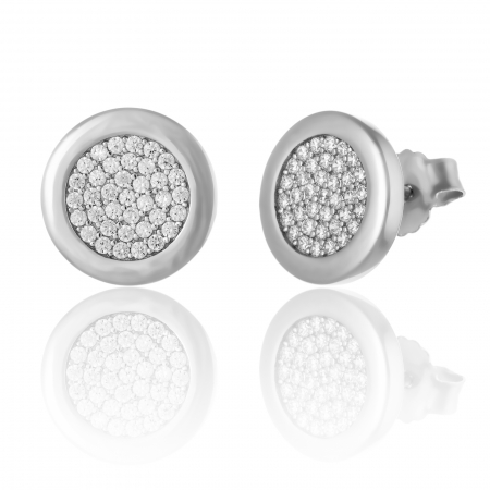 CERCEI - Cercei din argint 925 rodiat , Piatra: cubic zircona , Culoare: transparenta ,