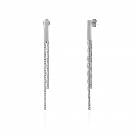 Cercei cu surub - Cercei din argint 925 rodiat ,Piatra : cubic zirconia , Culoare : transparenta ,