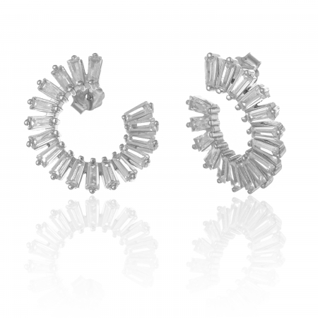 Produse - Cercei din argint 925 rodiat  ,Piatra : zirconia fatetata , Culoare : transparenta , Sonis Silver