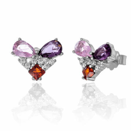 CERCEI - Cercei din argint 925 rodiat , Piatra : zirconia fatetata si cubic zirconia ,Culoare : multicolor ,
