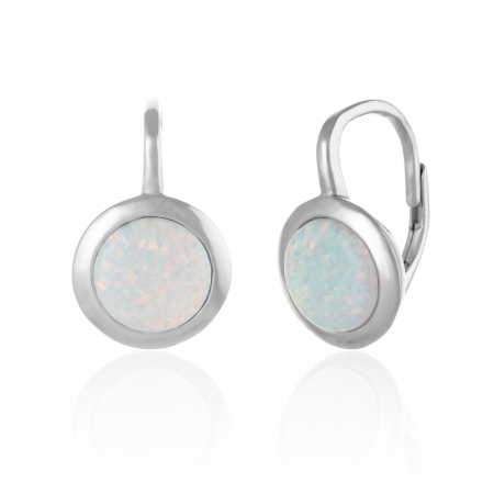 Cercei clasici - Cercei din argint 925 ,Piatra: opal de laborator, Culoare: alb , Sonis Silver