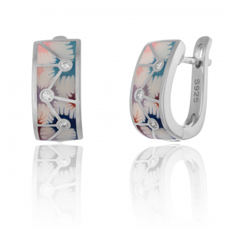 Cercei clasici - Cercei din argint 925 rodiat , Piatra : cubic zirconia si email , Culoare : multicolor  ,