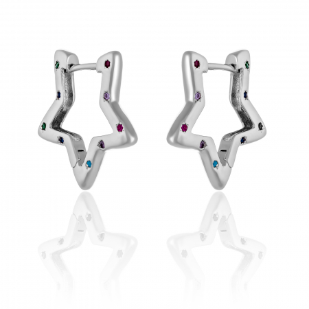 Cercei clasici - Cercei din argint 925 rodiat , Piatra : cubic zirconia , Culoare : multicolor  ,