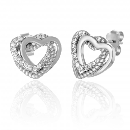 CERCEI - Cercei din argint 925  rodiat , Piatra ; cubic zirconia , Culoare : transparenta ,
