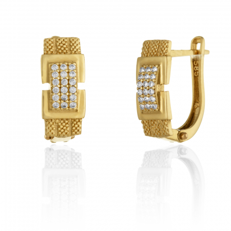 CERCEI - Cercei din aur 585/ 14 kt, Piatra: cubic zirconia, Culoare: transparenta