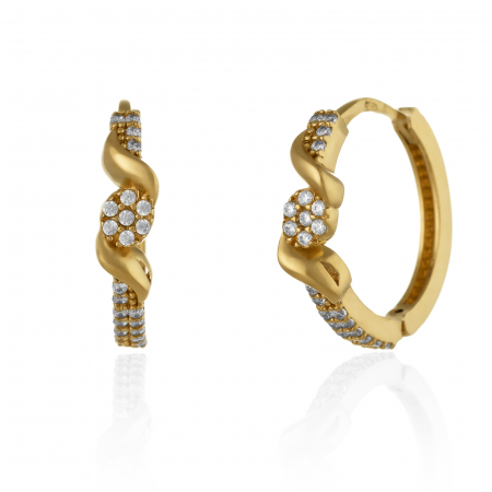 CERCEI - Cercei din aur 585/ 14 kt, Piatra: cubic zirconia, Culoare: transparenta