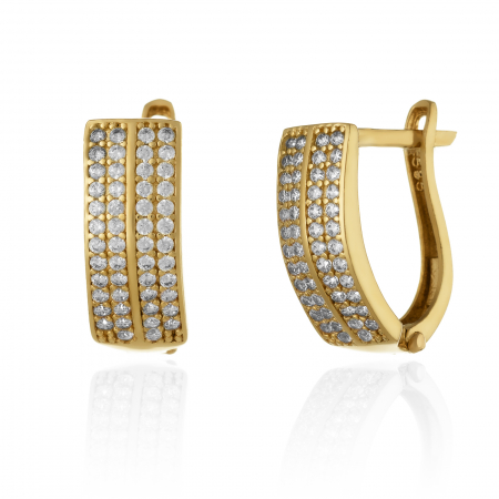 CERCEI - Cercei din aur 585/ 14 kt, Piatra: cubic zirconia, Culoare: transparenta