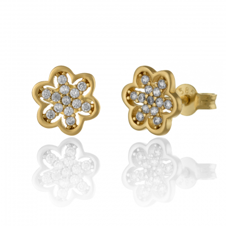 CERCEI - Cercei din aur 585/ 14 kt, Piatra: cubic zirconia, Culoare: transparenta