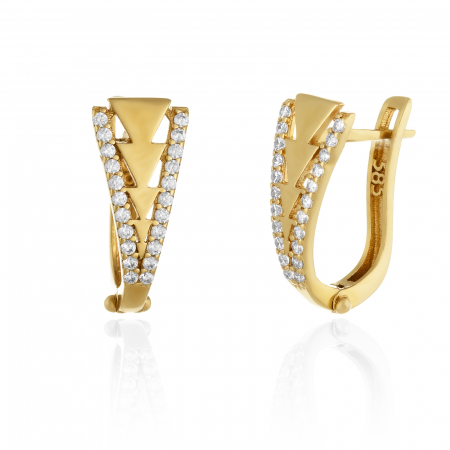 CERCEI - Cercei din aur 585/ 14 kt, Piatra: cubic zirconia, Culoare: transparenta