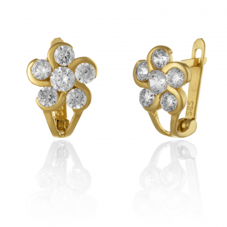 BIJUTERII PENTRU COPII - Cercei din aur 585/ 14 kt, Piatra: cubic zirconia, Culoare: transparenta