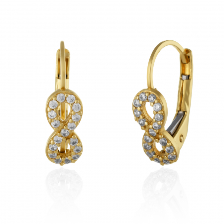 BIJUTERII PENTRU COPII - Cercei din aur 585/ 14 kt, Piatra: cubic zirconia, Culoare: transparenta
