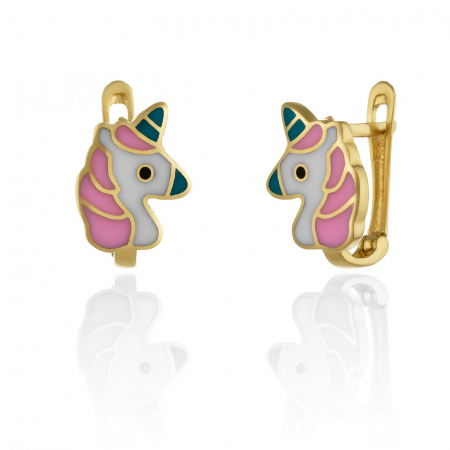 BIJUTERII PENTRU COPII - Cercei din aur 585/ 14 kt, Piatra: email, Culoare: multicolor