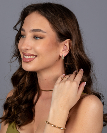 Cercei din aur 585/ 14 kt, Piatra: cubic zirconia, Culoare: transparenta [3]