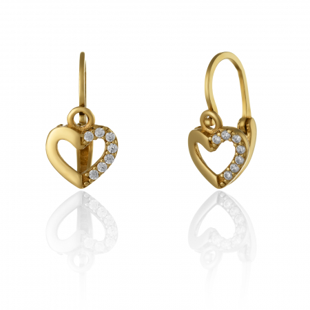 BIJUTERII PENTRU COPII - Cercei din aur 585/ 14 kt, Piatra: cubic zirconia, Culoare: transparenta