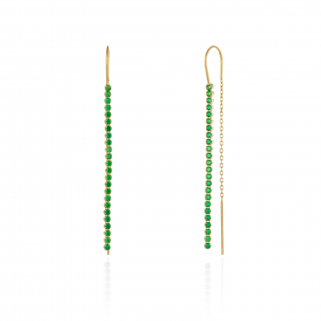 CERCEI - Cercei tip "Tennis" din aur 585/ 14 kt, Piatra: cubic zirconia, Culoare: verde