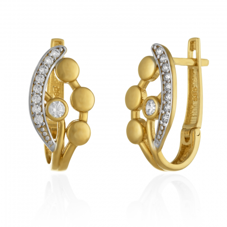 CERCEI - Cercei din aur 585/ 14 kt, Piatra: zirconia fatetata si cubic zirconia, Culoare: transparenta