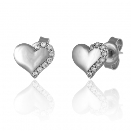 CERCEI - Cercei din aur alb 585/ 14 kt, Piatra: cubic zirconia, Culoare: transparenta