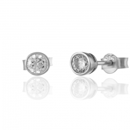 CERCEI - Cercei din aur alb 585/ 14 kt, Piatra: zirconia fatetata, Culoare: transparenta