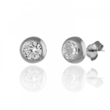 CERCEI - Cercei din aur alb 585/ 14 kt, Piatra: zirconia fatetata, Culoare: transparenta