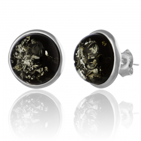 Produse - Cercei din argint 925, Piatra: chihlimbar natural, Culoare: verde, Sonis Silver