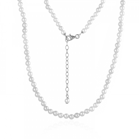 Colier din perle  de laborator cu inchizatoare din argint 925, rodiat ,Piatra : perla de laborator  , Culoare : alb, Sonis Silver [1]