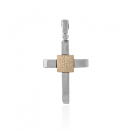 Produse - Pandantiv " tip cruce " din argint 925 rodiat , placat cu aur galben de 14 kt ,Sonis Silver